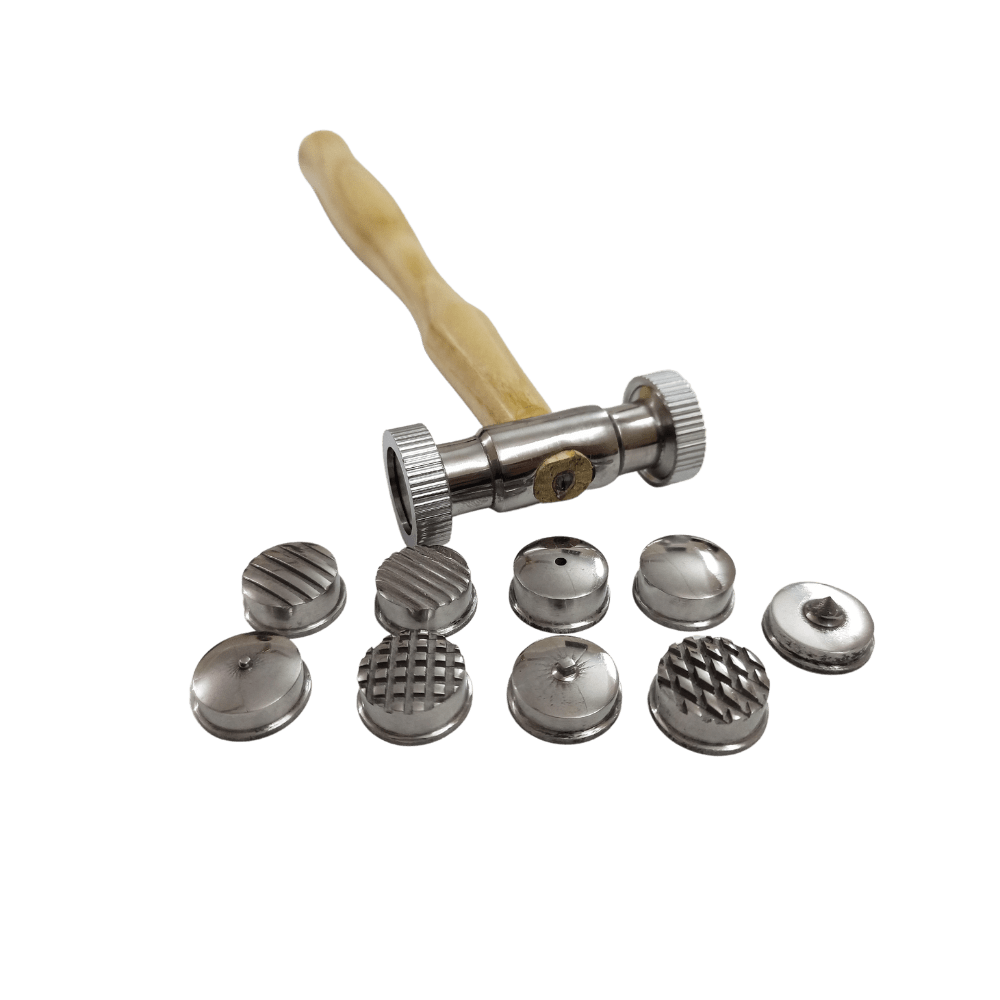 Jewelry Making Texture Hammer With 9 Interchangeable Faces - Wooden