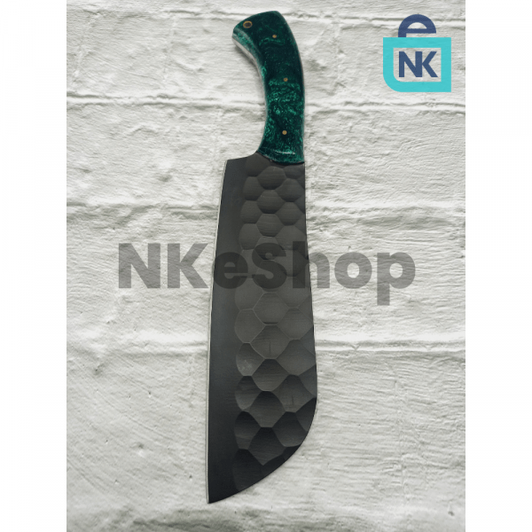 Hand Forged Damascus Steel Chef Knife, Kitchen Knife with Leather Sheath - Image 4